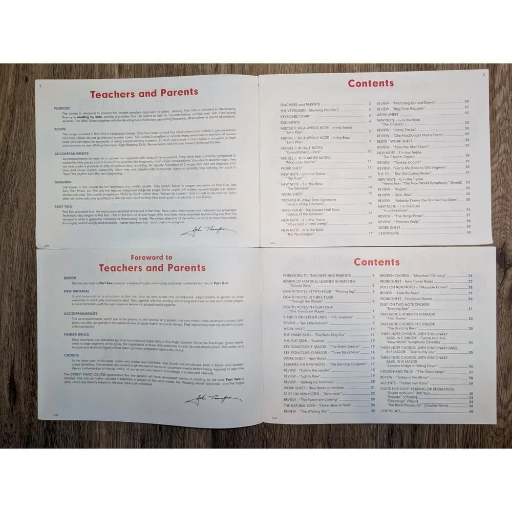John Thompson's Easiest Piano Course - Part 1 and Part 2 Books By Thompson, John